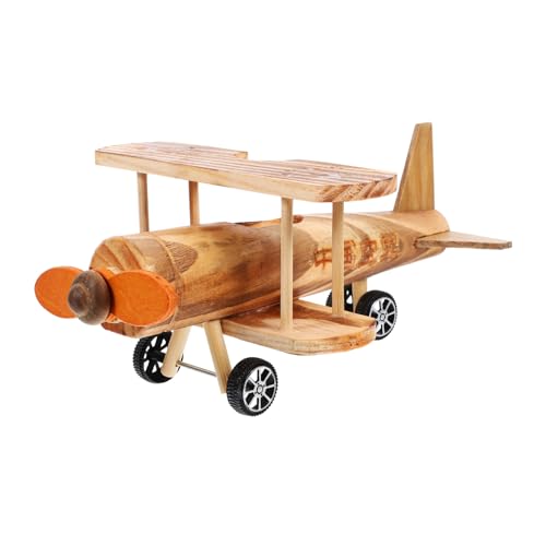 Gogogmee Hubschraubermodell 3D-holzpuzzle Retro-flugzeugspielzeug Flugzeugmodell Aus Holz Flugzeugfiguren Flugzeug-handwerksmodelle Doppeldecker-Dekoration Hobel Altmodisch Hölzern Kind von Gogogmee
