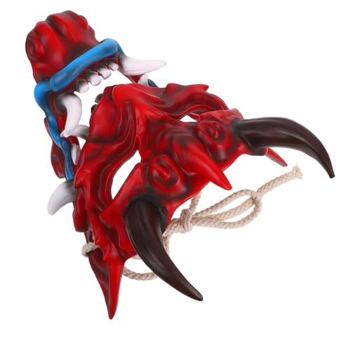 Gogogmee Japanische Halloween Dämonenmaske Erwachsene mit Hörnern Verstellbare Gesichtsmaske für Gruselige Cosplay Kostümpartys Leichte Komfortable für Halloween-events von Gogogmee