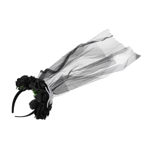 Gogogmee Künstliche Rose Haarband Accessoire Halloween Blumenkopfschmuck Halloween Gothic Blumenstirnband Blumen Cosplay Schleier Stirnband Schleier Kopfbedeckung von Gogogmee