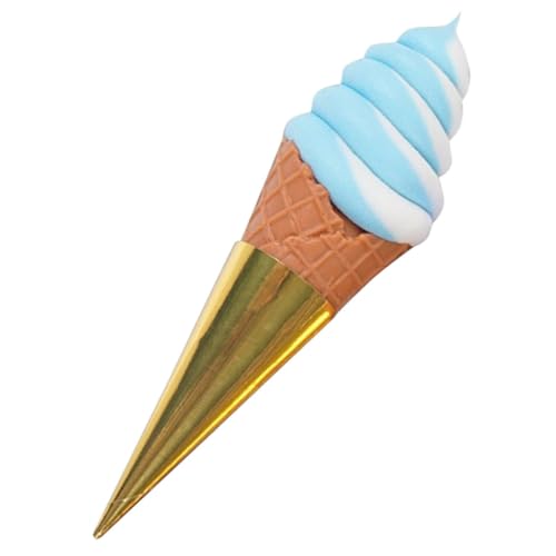 Gogogmee Lebensechtes PVC Eiscreme Modell Weiß-blau Leichtes Simulations Eistüten Dekoratives Dessert Foto Requisit für Laden Wohnungsdekoration Langlebiges Fake Ice Cone von Gogogmee