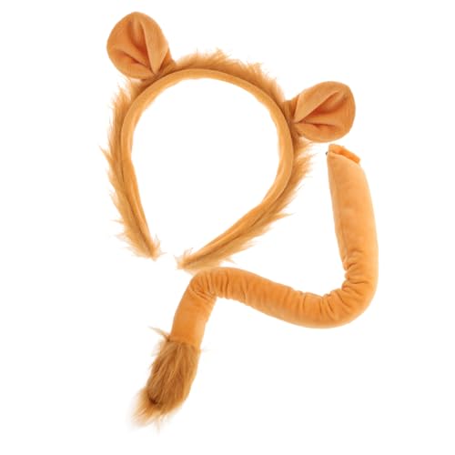 Gogogmee Löwenkostüm Teilig mit Weichem Felligem Haarreif und Abnehmbarer Löwenschwanz als Dekoratives Tier Kostüm Zubehör für Halloween Cosplay Fasching Party von Gogogmee