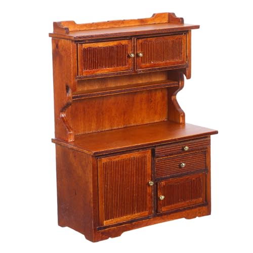 Gogogmee Maßstab Retro Holz Puppenhaus Möbel DIY Einfach zu Montierender Vintage Schrank mit Zwei Türen Vielseitig Einsetzbar für Micro Landschaft Dekoration von Gogogmee