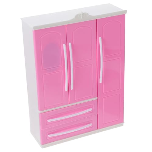 Gogogmee Mini Puppenschrank Dreitürig Puppenhaus Möbel Robustes Sicheres Design Fördert Kreativität Stilvolles Leichtes Puppenkleiderschrank Zubehör für Mini Puppenhäuser von Gogogmee