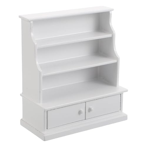 Gogogmee Miniatur-Bücherregal aus Holz – Puppenhaus im Maßstab 1:12, weißer Aufbewahrungsschrank, kleines Bücherregal, Mini-Bibliotheksmöbel für Mini-Bücher, Schreibtisch oder Ausstellung von Gogogmee