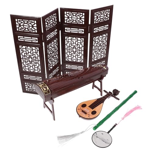 Gogogmee Miniatur Chinesische Klassische Musikinstrumente Dekoratives Puppenhaus Zubehör Realistische Retro Zither Doppelscreen und Traditionelle Fächer für Kinderzimmer und Gogogmee Miniatur Chinesische Klassische Musikinstrumente Dekoratives Puppenhaus Zubehör Realistische Retro Zither Doppelscreen und Traditionelle Fächer für Kinderzimmer und von Gogogmee