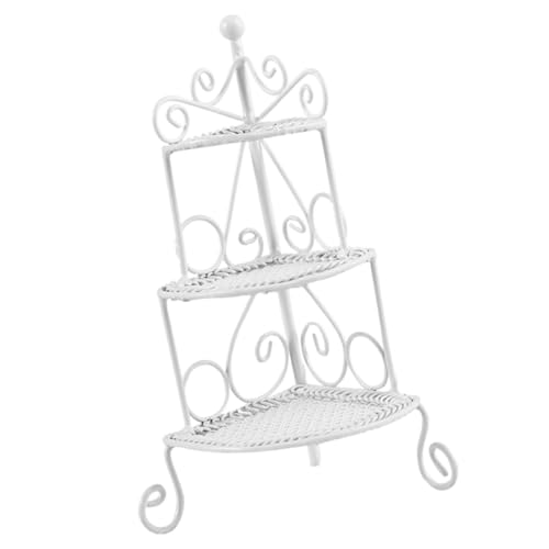 Gogogmee Miniatur Eisenkunst Aufbewahrungsregal Weiß Stabiles Puppenhaus Zubehör Glatte Oberfläche Modernes Design Dekoratives Miniatur dekoobjekt für Spiel Fotografiezwecke von Gogogmee