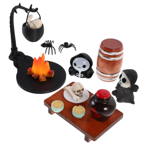 Gogogmee Miniatur Geisterdekor Totenkopf Bastelsammlungen Halloween Skelett Gothic Figuren Gastgeschenke Party Ornamente Hauslandschaft Kleine Köpfe Miniaturen Kreative von Gogogmee
