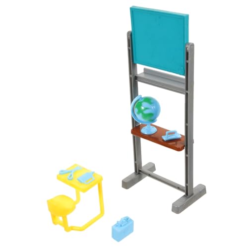 Gogogmee Miniatur Lernset mit Puppe Realistisches Miniatur Chalkboard Stuhl und Schulrucksack Multifunktionale Puppenhaus Dekoration Geeignet für DIY Mini Häuser und Desktop Zubehör von Gogogmee