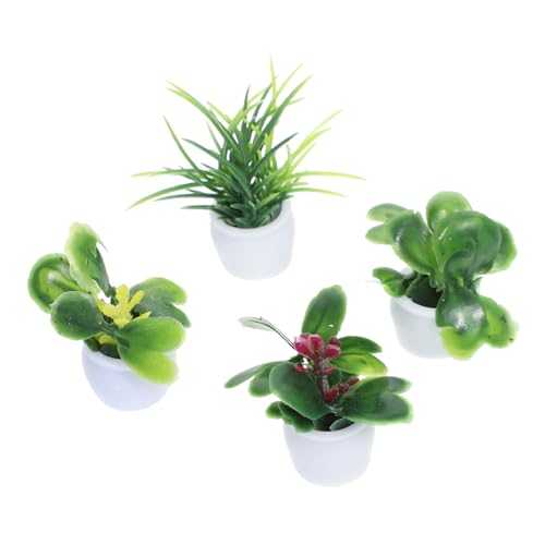 Gogogmee Handarbeit Mini Topfpflanze 4 Stück Miniatur Bonsai Zimmerpflanze Zubehör Fotografie Prop von Gogogmee
