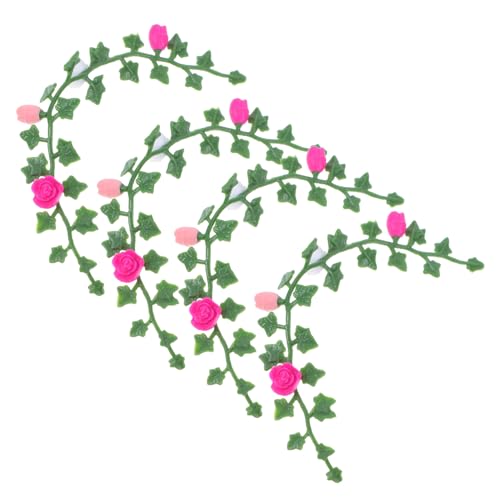 Gogogmee Miniatur Puppenhaus Deko Künstliche Rosenranke Realistische Blütenranken Mini Gartenpflanzen für Puppenhaus Garten DIY Zubehör von Gogogmee