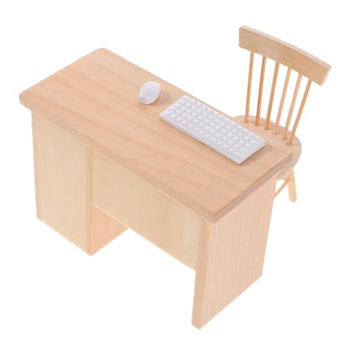 Gogogmee Miniatur Puppenhaus Möbel Mini Büro Tisch Stuhl Realistische Miniatur Tastatur Maus Kompaktes Puppenmöbel Zubehör für Puppenhaus Arbeitszimmer Tragbar und Detailgetreu von Gogogmee