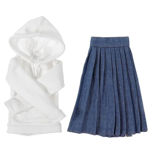 Gogogmee Miniatur Puppenkleidung aus Weichem Trendiges Cartoon Kostüm mit Weißem Hoodie und Blauer Faltenrock Niedliches Zubehör für Puppen zum Ankleiden und Dekorieren Gogogmee Miniatur Puppenkleidung aus Weichem Trendiges Cartoon Kostüm mit Weißem Hoodie und Blauer Faltenrock Niedliches Zubehör für Puppen zum Ankleiden und Dekorieren von Gogogmee