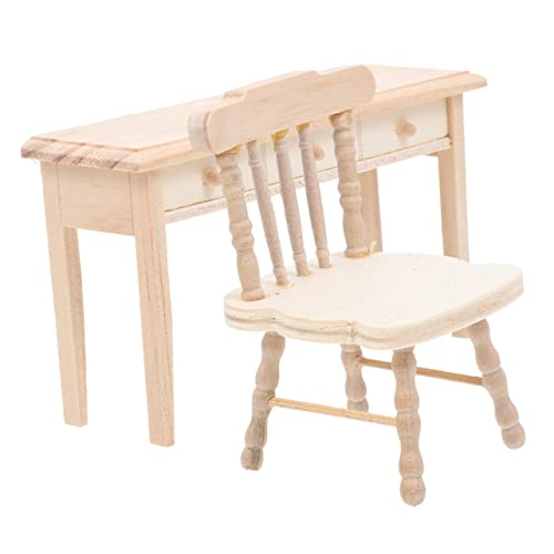 Gogogmee Mini Stuhl Deko-Stuhl 1 Set Miniatur Holzstuhl Und Tisch Öbel Für Puppenhaus Dekoration Klassisches Design Mini Öbel Set Für Kreative Spielideen Ideal Für Kinderzimmer von Gogogmee
