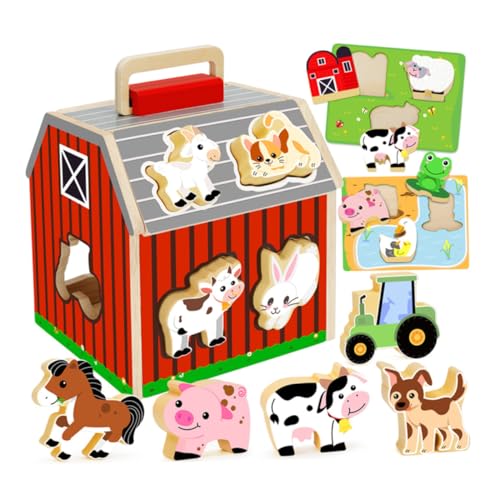Gogogmee Montessori Holzbauernhof Puzzle Sortier Stapelspielzeug aus Ungiftigem Holz für Kleinkinder Fördert Feinmotorik Hand-Auge-koordination und Kreatives Lernen im Vorschulalter Gogogmee Montessori Holzbauernhof Puzzle Sortier Stapelspielzeug aus Ungiftigem Holz für Kleinkinder Fördert Feinmotorik Hand-Auge-koordination und Kreatives Lernen im Vorschulalter von Gogogmee