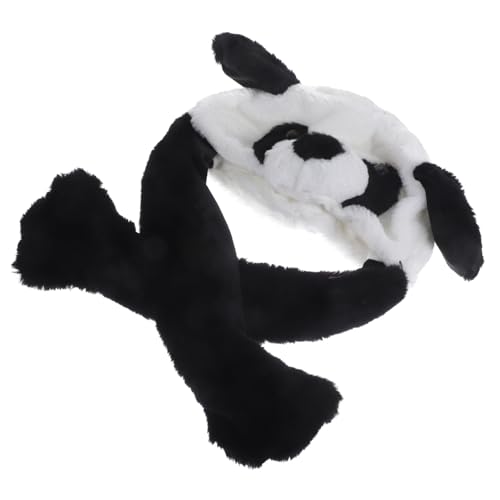 Gogogmee Plüsch Panda Mütze mit Beweglichen Ohren Lustiger Cosplay Hut Weicher Plüschkopfputz für Karneval Halloween Festival Kopfbedeckung für Erwachsene von Gogogmee