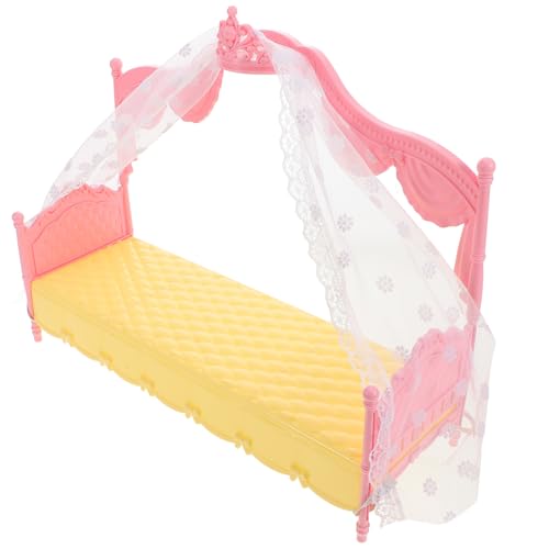 Gogogmee Prinzessinnen Puppenbett mit Schlafvorhang Miniatur Puppenhaus Möbel für Mädchen Farbenfrohes Design für Rollenspiele im Kinderzimmer Puppenhaus Zubehör Gogogmee Prinzessinnen Puppenbett mit Schlafvorhang Miniatur Puppenhaus Möbel für Mädchen Farbenfrohes Design für Rollenspiele im Kinderzimmer Puppenhaus Zubehör von Gogogmee