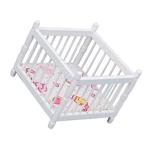 Gogogmee Puppenhaus Bett Miniaturmöbel für Weißes Puppenbett als Zubehör für DIY Puppenhaus Leicht und Kompakt für Krippen und Schlafzimmer Gogogmee Puppenhaus Bett Miniaturmöbel für Weißes Puppenbett als Zubehör für DIY Puppenhaus Leicht und Kompakt für Krippen und Schlafzimmer von Gogogmee