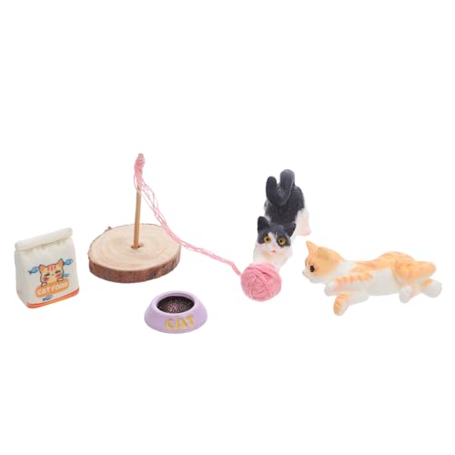 Gogogmee Puppenhaus Set Dekoration Miniaturtiere Puppenhauszubehör Tier Puppenhaus Kätzchenfiguren Für Katzenspielfiguren Puppenhauskatze Miniatur Katzenfiguren Statue Aus von Gogogmee