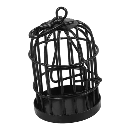 Gogogmee Puppenhaus Vogelkäfig bucherregal Dekoration Schlafzimmer Modell Tiere Vogelfütterer Szene Figuren Bausatz kreativer Mini-Vogelkäfig Vogelkäfig Miniatur Legierung Black von Gogogmee