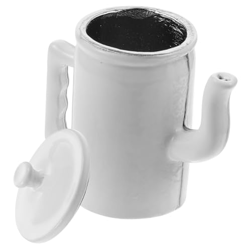 Gogogmee Puppenhaustopf Miniatur Küchenzubehör Mini Kaffeekanne Modell Miniatur Wasserkanne Modellbau Miniaturen Kaffeekanne Requisite Wasserkessel Modell Weiß von Gogogmee