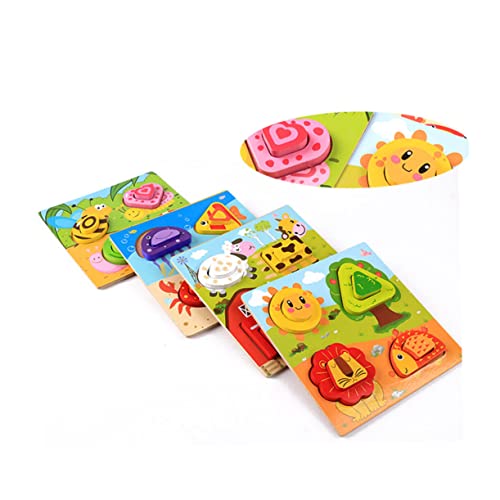 Gogogmee Puppenspielzeug Holzpuzzles Holzspielzeug Baby Puzzle Spielzeug Holztier Puzzle Holz Bambus Matching Board Holz Baby Spielzeug Zoo von Gogogmee