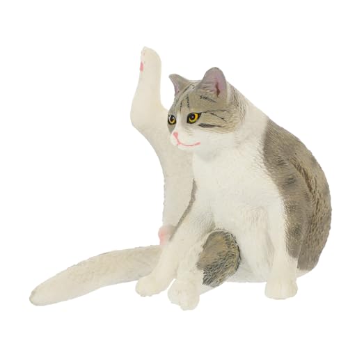 Gogogmee Realistische Katzenfigur aus Robustem Kunststoff Detailgetreues Katzenmodell als Dekorative Desktop Deko und Fotorequisite Lebensechte Kleine Katzenstatue für Zuhause und Garten von Gogogmee