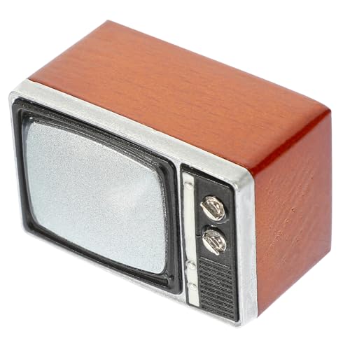 Gogogmee Retro Miniatur Fernseher Modell Dekoratives Puppenhaus Möbel Realistische Kleine Tv Dekoration für Puppenhaus Szene Desktop Mini Möbel Hellbraun von Gogogmee