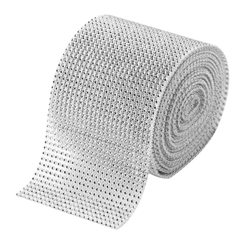 Gogogmee Rhinestone Trim Band Reihig Silber Glitzerndes Strassband zum Dekorieren von Hochzeitstorten Partydeko DIY Basteln Verstellbar Vielseitig Einsetzbar für Fest und Geburtstag von Gogogmee