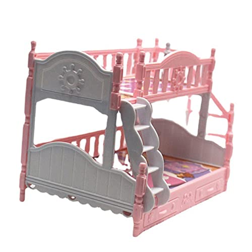 Gogogmee Simulationsbett stockbett bunk Bed Etagenbetten für Mädchen Puppenhaus Etagenbett Möbel Spielzeuge Miniatur-Etagenbett kleine Hausdekoration doppelt Modell schmücken Plastik von Gogogmee