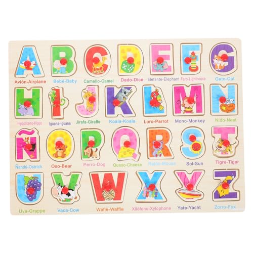 Gogogmee Spanisches Holzpuzzle für Kleinkinder Buntes Vorschul Steckspiel mit Formen Pädagogisches Lernspielzeug Feinmotorik und Hand Auge koordination Montessori Puzzle Board von Gogogmee