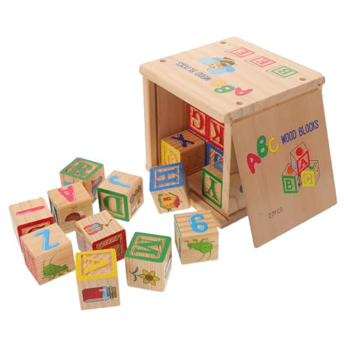 Gogogmee Teiliges Holzbauklötze mit Großbuchstaben und Zahlen Farbenfrohe Lernspielzeug für Kleinkinder Sichere Abgerundete Kanten für Vorschulbildung und Eltern-Junge Mädchen-interaktion von Gogogmee