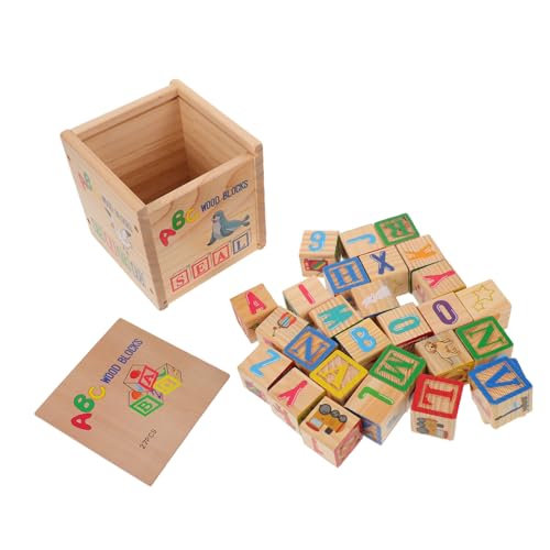 Gogogmee Teiliges Holzspielzeug Alphabet Zahlenbausteine aus Naturholz mit Abgerundeten Kanten Farbenfrohe Lernbausteine für Kleinkinder Kreativität Hand-Auge-koordination und von Gogogmee