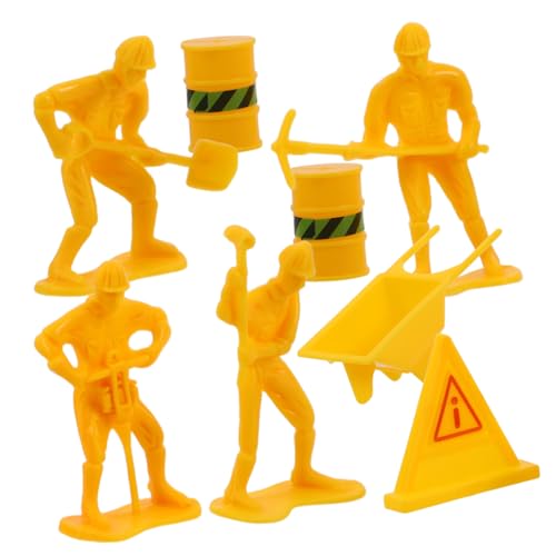 Gogogmee Teiliges Mini Bauarbeiter Figuren Lebensechte Miniatur Arbeiter Modelle für Geburtstagskuchen Dekoration Sichere Kunststoffmaterialien Einfache Anwendung Kreatives Baustellen und von Gogogmee