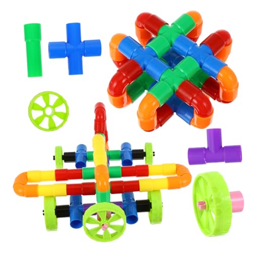 Gogogmee 1 Set/88 Stück Kinder-Stacking-Blocks-Spielzeug Pädagogische Bausteine Wasserkanäle Plastikspielzeug Zufällige Farbe Aufkleber Enthalten von Gogogmee
