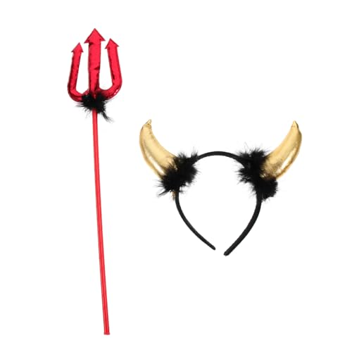 Gogogmee Teufelshorn Haarreif Teilig Gold und Silber Halloween Kostüm Zubehör Bequemer Stirnband mit Weichem Material für Karneval Cosplay Party von Gogogmee