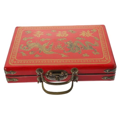 Gogogmee Tragbare Mahjong Aufbewahrungsbox aus Robustem Holz und PU mit Schnappverschluss für Sicheren Transport Praktische Aufbewahrung für Mahjongsteine und Zubehör für Reisen und Zuhause von Gogogmee