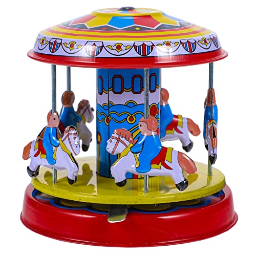 Gogogmee Vintage Aufzieh Karussellspielzeug aus Blech Nostalgische Rotierende Dekoration für Sicher und Leicht als für Geburtstage und Feste von Gogogmee