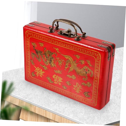 Gogogmee Vintage Mahjong Holzbox mit Deckel Rechteckige Aufbewahrungsbox für Mehrere Mahjong Sets Robuste Schatulle mit Rundem Kantendesign Tragbare Klassische Holzbox für Sammler und Gogogmee Vintage Mahjong Holzbox mit Deckel Rechteckige Aufbewahrungsbox für Mehrere Mahjong Sets Robuste Schatulle mit Rundem Kantendesign Tragbare Klassische Holzbox für Sammler und von Gogogmee