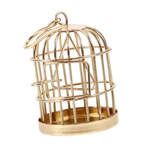 Gogogmee Vogelkäfig-Ornamente Miniaturen hängend Käfige winziger Vogelkäfig für Puppenhaus bunt Garten Dekoration Gartendekoration Mini-Vogelkäfig- Miniatur-Vogelkäfig Legierung Golden von Gogogmee