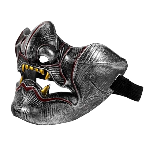 Gogogmee Wiederverwendbare Japanische Hannya Cosplay Maske Halbgesichts Samurai Stil aus Robustem Material Sicher und Bequem für Halloween Party Karneval und Rollenspiele von Gogogmee