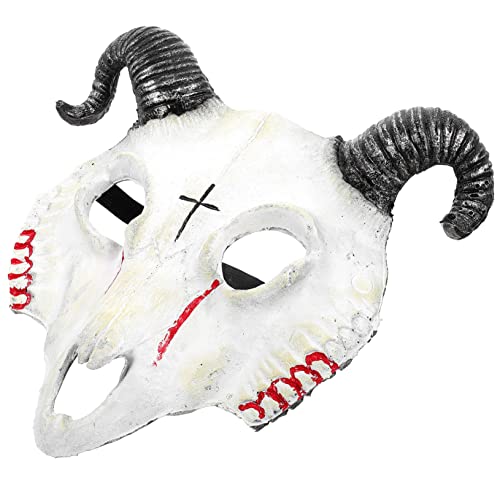 Gogogmee Ziege Maske Dekorative Halloween Fotografie Objekt Maske Für Außen Ziege Cosplay Maske Hirsch Skelett Zubehör Pu 3D Weiß von Gogogmee