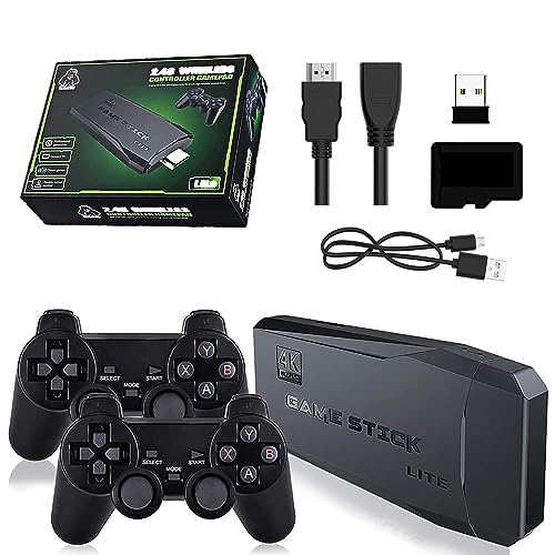 Retro Konsole, 4K HDMI-Ausgang, Plug-and-Play-Videospielstick mit Zwei drahtlosen 2,4-G-Controllern, 9 klassischen Emulatoren, integrierten 20000 klassischen Spielen (128G) von Gogotool