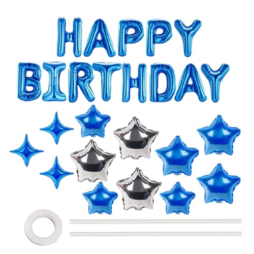 Gohemsun Happy Birthday Schild,Happy Birthday Folienballons - Geburtstagsparty-Luftballons - Aufblasbare Partydekoration, Geburtstagsparty-Buchstaben und Sterne-Schild für Kinder, Erwachsene, Frauen, von Gohemsun