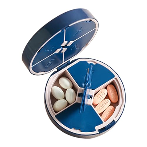 Gohemsun Medizin-Organizer-Box, 2-in-1 doppelschichtiger tragbarer 7-Tage-Pillenbehälter, Reiseutensilien, Pillenteiler zum einfachen Befüllen und Herausnehmen von Fischölen aus der Tasche und von Gohemsun