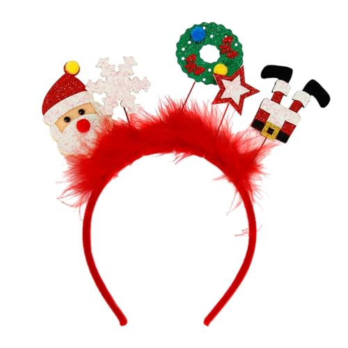 Weihnachts-Geweih Stirnband Rentier Ohren Haarreif Weihnachten Blume Haarband Weihnachten Party Kopfstück Weihnachten Hirschgeweih-Stirnband mit Blumen Rentierohr-Stirnband für Weihnachtsparty-Kostüm von Gohemsun