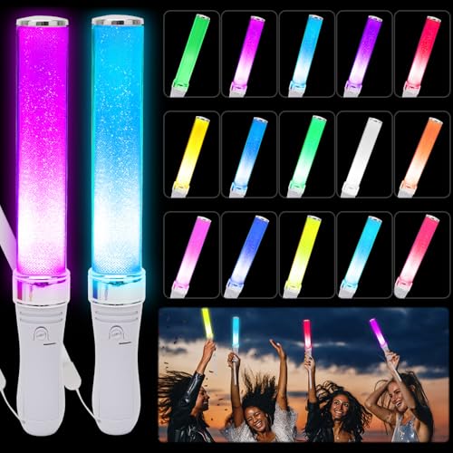 Gohytal Leuchtstäbe, 2 Stück LED-Leuchtstäbe 15 Farben Leuchtspielzeug Partyartikel Set Leuchtstab Kinder ideal für Neon-Partyzubehör Geburtstage Partys Konzerte Festivals Events Neujahr Karneval Gohytal Leuchtstäbe, 2 Stück LED-Leuchtstäbe 15 Farben Leuchtspielzeug Partyartikel Set Leuchtstab Kinder ideal für Neon-Partyzubehör Geburtstage Partys Konzerte Festivals Events Neujahr Karneval von Gohytal