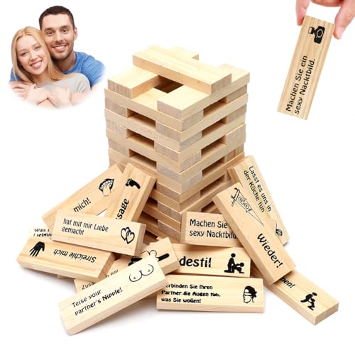 Gohytal Paar-Spiele, Holz-Taumelturm, 48 Stück, super freches Blockturm-Spiel, Holz-Stapelspiel, Indoor-Party-Spaß, Wahrheit oder Pflicht, Date, Nacht, Aktivität, Erwachsene, Nacht, Party Gohytal Paar-Spiele, Holz-Taumelturm, 48 Stück, super freches Blockturm-Spiel, Holz-Stapelspiel, Indoor-Party-Spaß, Wahrheit oder Pflicht, Date, Nacht, Aktivität, Erwachsene, Nacht, Party von Gohytal