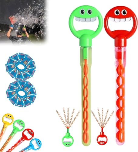 32-Loch-Blasenstab mit lächelndem Gesicht, Seifenblasen-Spielzeug mit Blasen-Nachfüllung, 5-Krallen-Blasenstäbe für Kinder, 2024 New Children's Bubble Wand Toy (Red+Green) von Gokame