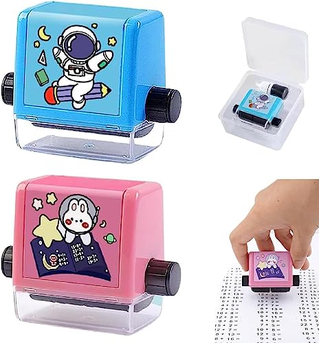 Gokame Brain Improvement Device for Kids, Math Practice Stamp Roller, Math Roller Stamp for Addition Subtraction Multiplication Division, Addition and Subtraction Roller Stamp for Kids (Blue+Pink) von Gokame