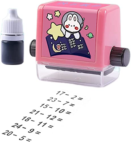 Gokame Mathe-Stempelroller für Kids, Math Practice Stamp Roller, Math Roller Stamp für Addition, Subtraktion, Multiplikation, Division, Addition und Subtraktion Roller Stamp für Kids (Rosa) von Gokame